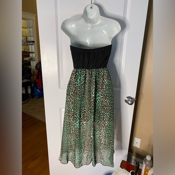 Eclipse Flowing Dress Top Leopard Animal Print Padded Bust  Lined Zipper Front - Picture 4 of 9